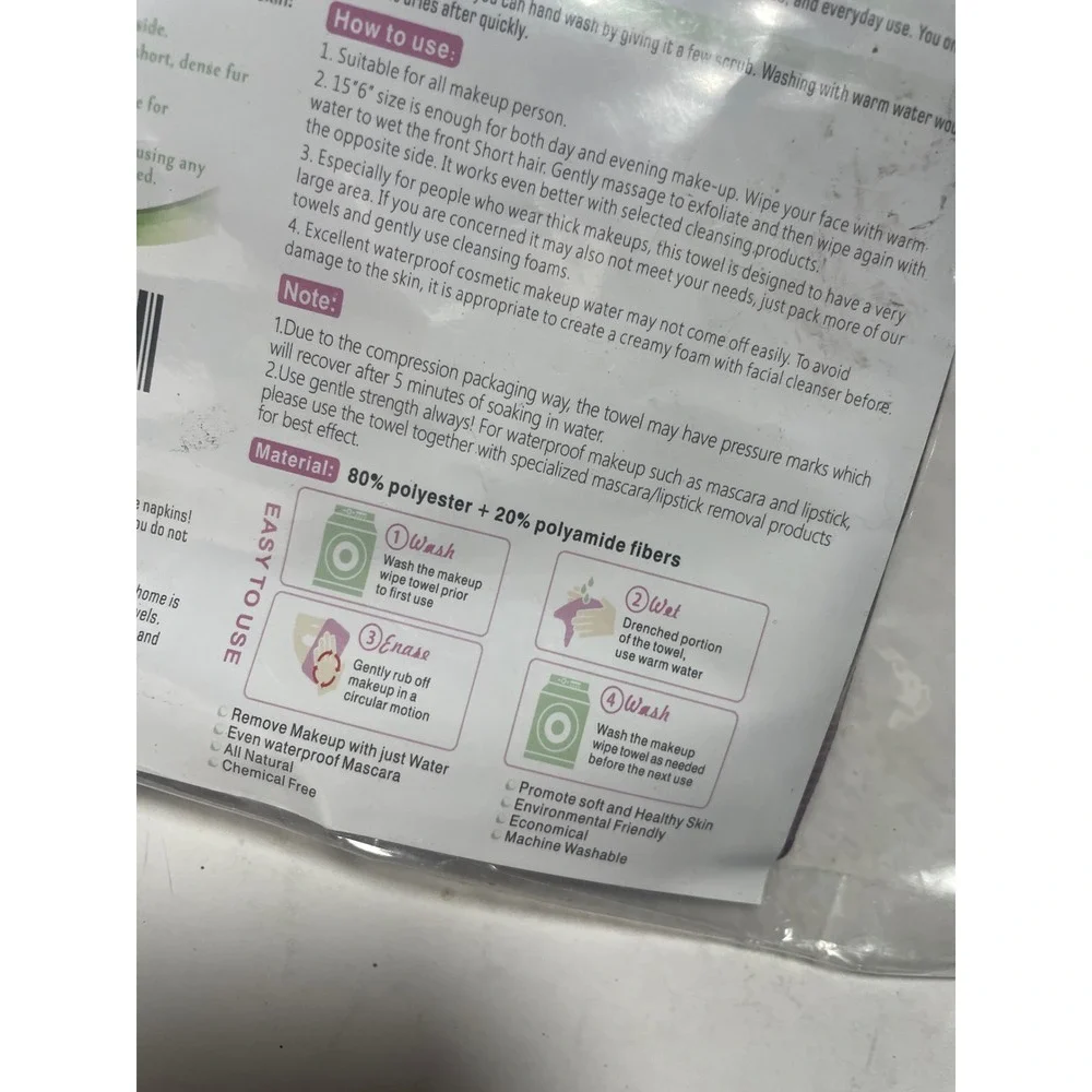 PleasingCare Makeup Remover Towel Unisex OS Purple Reusable Eco Friendly Travel